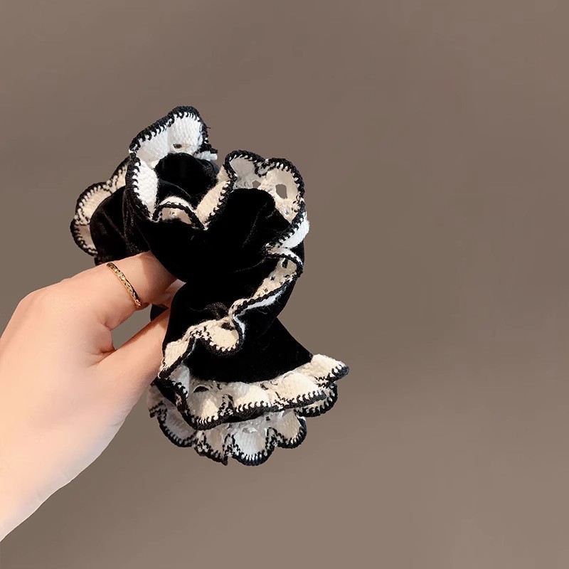 シュシュ ベルベットレースふちどりシュシュ 新発売セール 大人