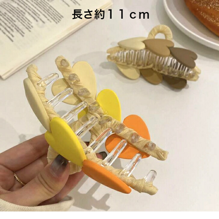 ヘアクリップ クロスカバービッグハートバンスクリップ ナチュラル