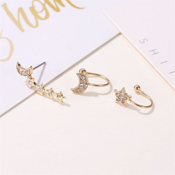 片耳用ピアス ストーンデザイン ピアス 片耳用 レディース 女性用 アクセサリー V字 ライン