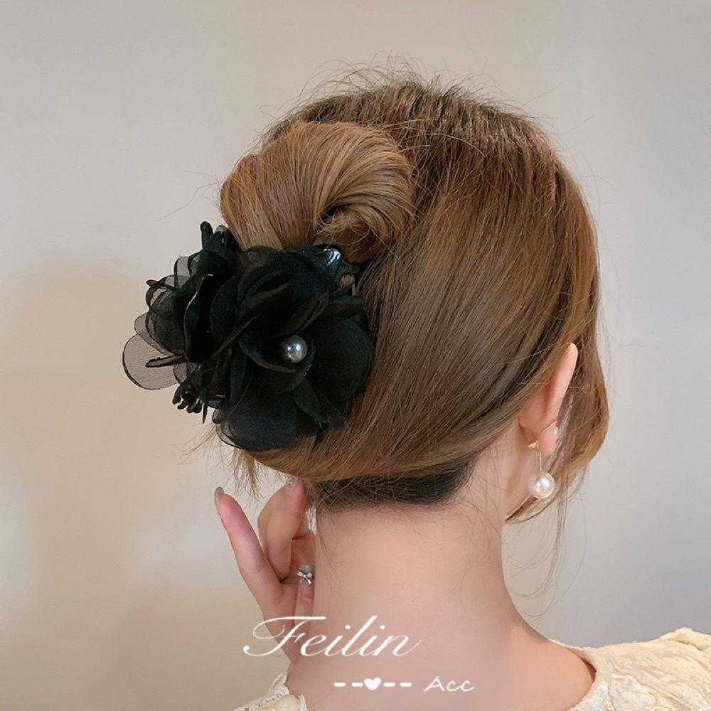 ヘアクリップ ビッグフラワーバンスクリップ 2タイプ2カラー おとな