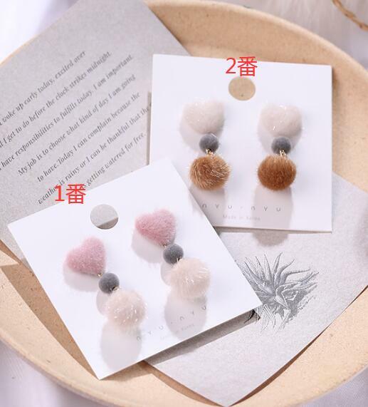 ピアス ファーチェーンハートピアス＆イヤリング かわいい おとな 秋冬
