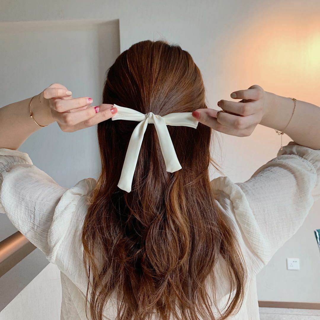 ヘアゴム　リボン　サテンリボンヘアゴム全９色　おとな　かわいい　入学式　卒業式　シンプル　発表会　送料無料　パーティ　お嬢様　プレゼント　キッズ