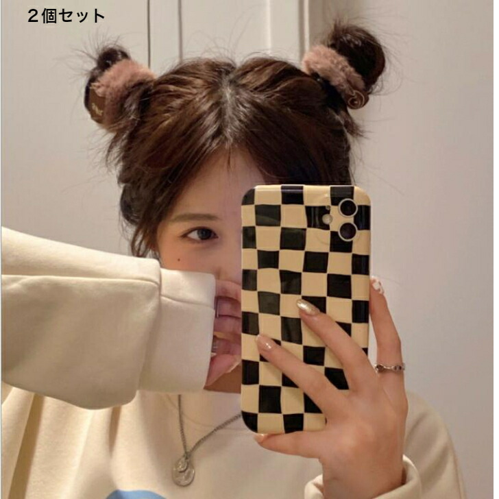 シュシュ 2個セットにっこりタグ付きふわふわファーミニシュシュ 送料