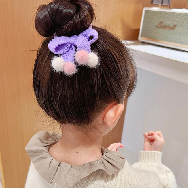 ヘアゴム ポンポンつきやわらかリボンキッズヘアゴム 送料無料