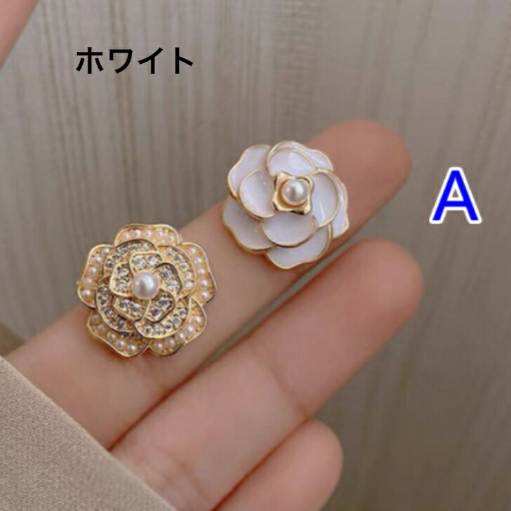 ピアス カメリアデザインアシンメトリーメタルピス 送料無料 大人