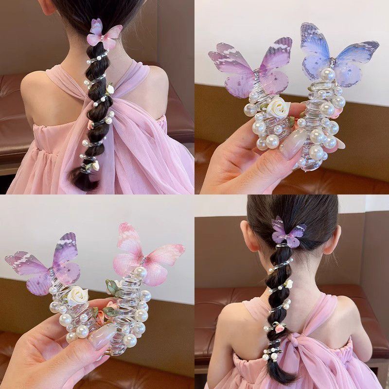 ヘアゴム バタフライチャームクリアコイルヘアゴム 送料無料 キッズ
