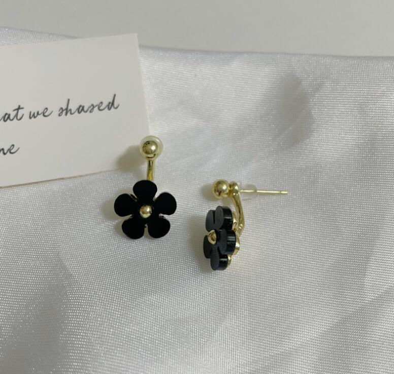ピアス ブラックミニフラワーツーウエイピアス 送料無料 大人 かわいい