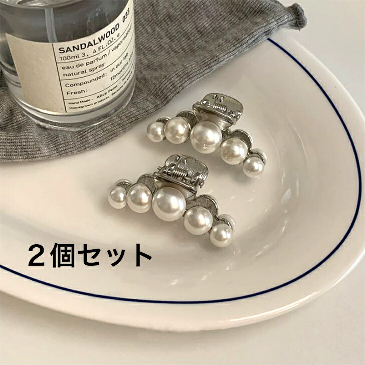 ヘアクリップ 2こセットパールデザインミニメタルクリップ 送料無料