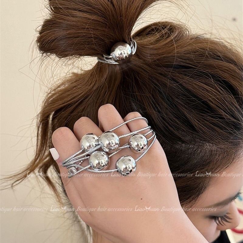 ☆ヘアゴム☆ ヘアゴム 5本セットシルバービーズラメへアゴム 新発売セール