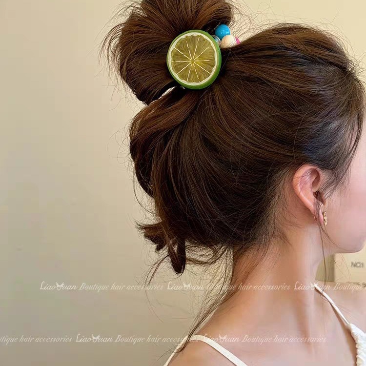 ヘアゴム フェイクフルーツビーズスプリングヘアゴム 送料無料 大人