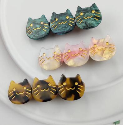 ヘアクリップ トリプルキャットマーブル模様ヘアクリップ 送料無料