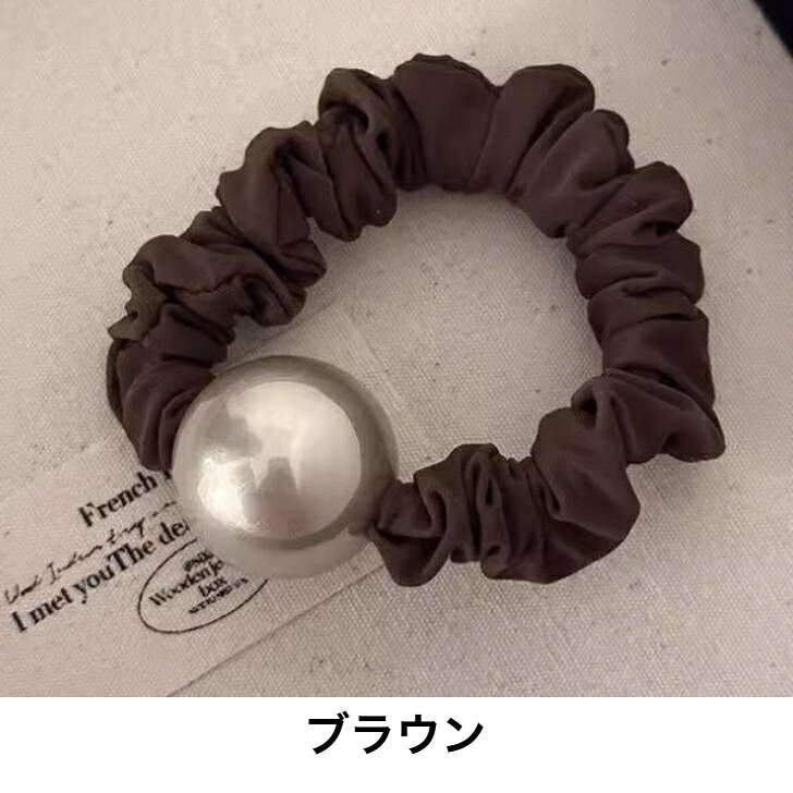 ☆マコ☆様 ハーフ シュシュ☆ビーズ ヘアゴム☆ハンドメイド キャッツアイ シュシュ 2本セット シャンパンカラー ビーズ 大人 上品 ヘアゴム