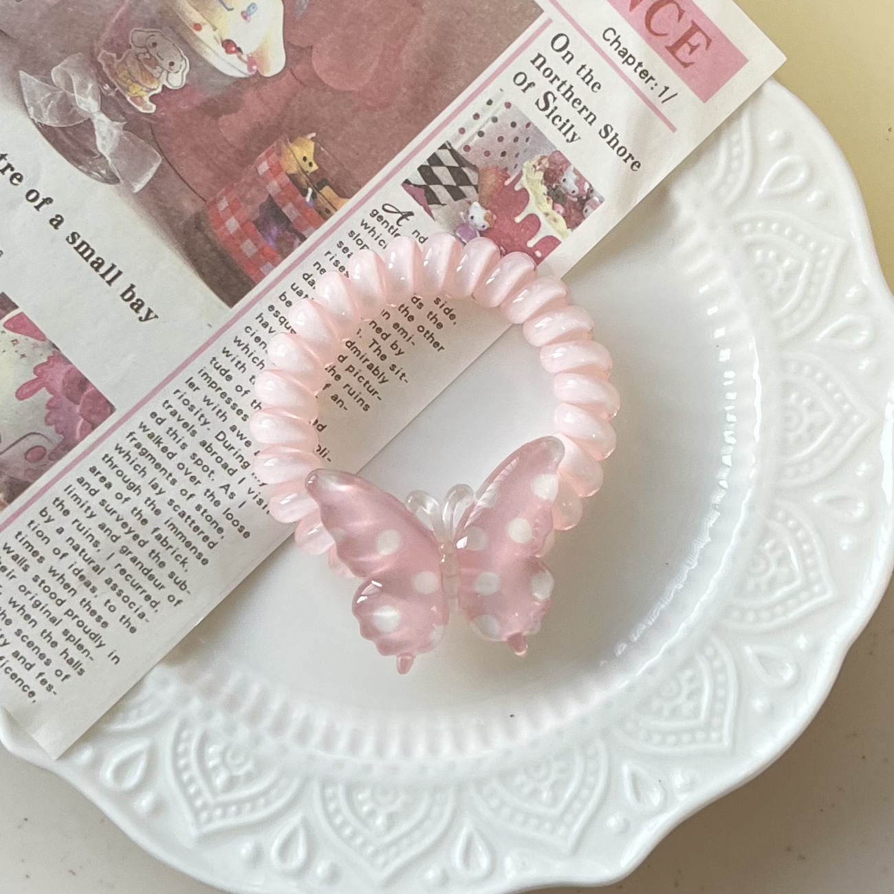 ヘアゴム 5色セットバタフライデザインスプリングヘアゴム 送料無料
