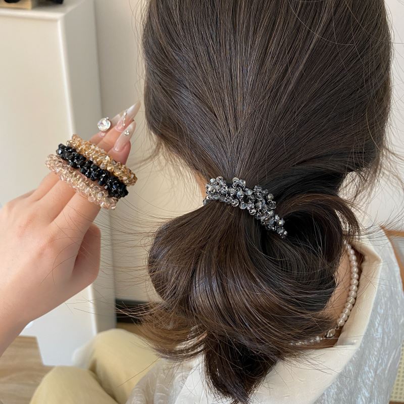 グレージュ ヘアゴム クリスタル装飾 acca ヘアゴム 大人 新発売セール