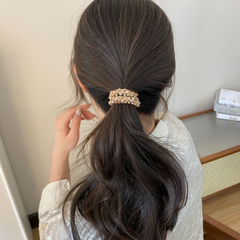 ヘアゴム 4色セット 4個セット クリスタル ビーズ シュシュ ビジュー