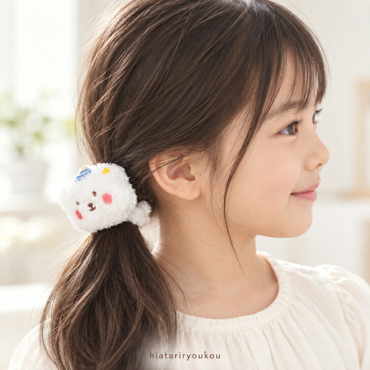 シュシュ くま ヘアゴム キッズ 女の子 送料無料 【ふわふわくまさん