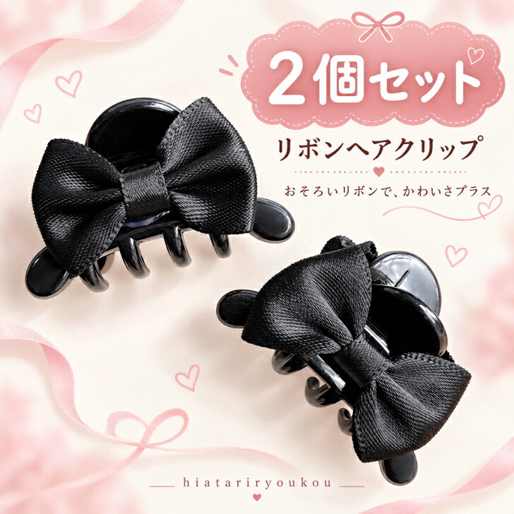 ヘアクリップ 2個セット 新発売セール 送料無料 リボン ミニ バンス