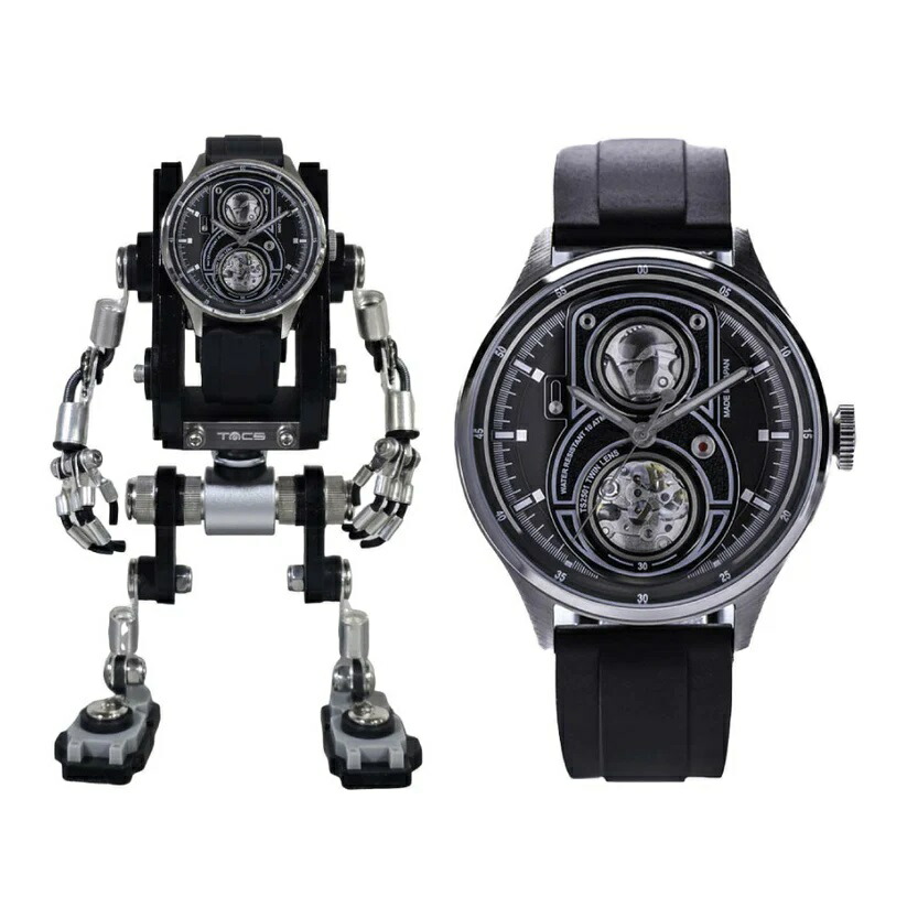 【限定399本セット】タックス TACS 腕時計 自動巻き 機械式 メンズ TWIN LENS ツインレンズ ホワイト ブラック ラバーベルトロボトイズ カメラ※の画像