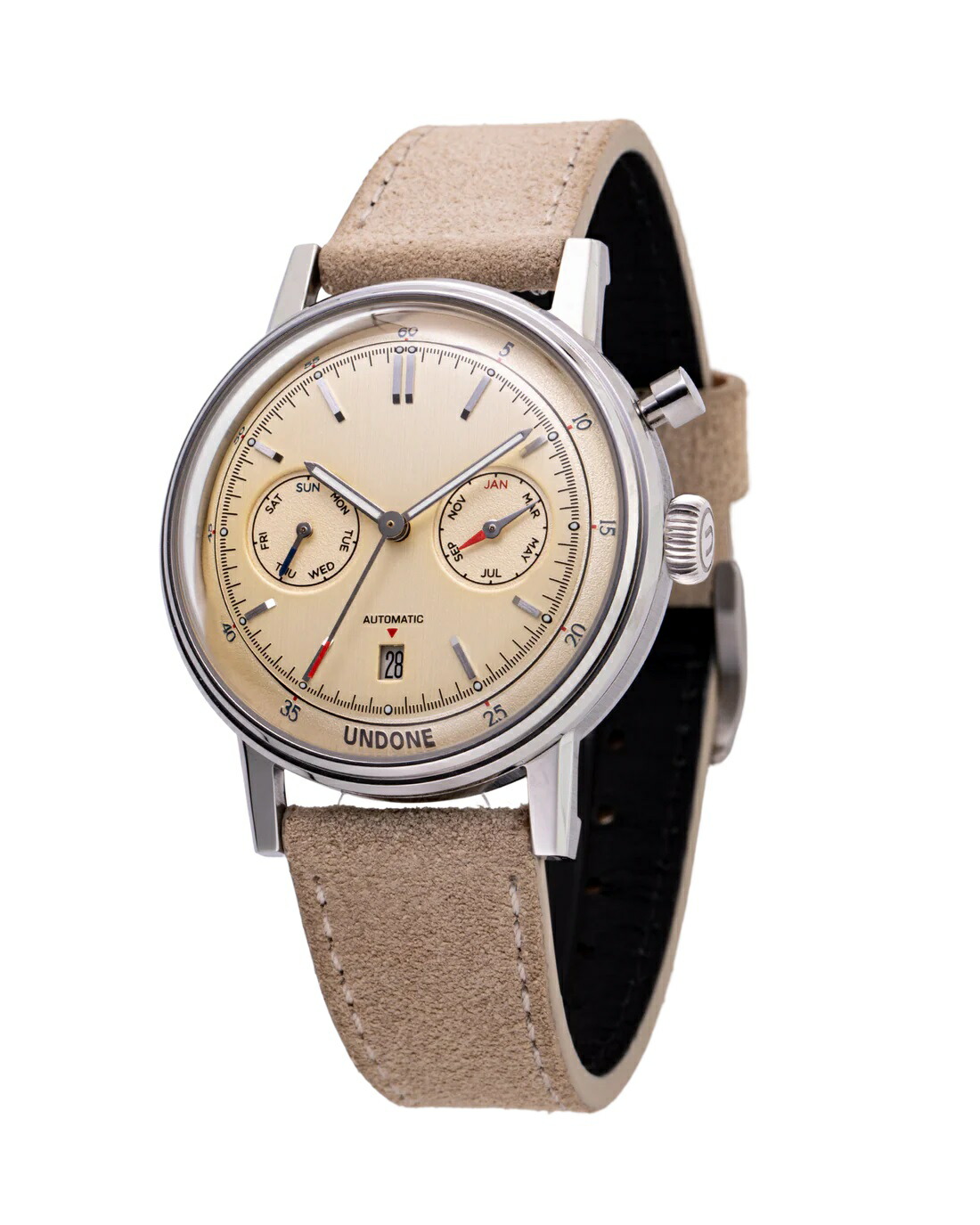 アンダーン UNDONE 腕時計 自動巻き 機械式 メンズ Urban Automatic アーバン ヴィンテージ キリー シルバー グレー  ブラック レザーベルト 革ベルトの画像