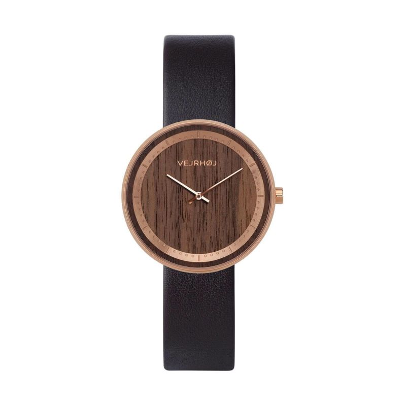 ヴェアホイVEJRHOJ 腕時計 木製 メンズ レディース The ROSE 34mm/40mm ザローズ ウォールナット ピンクゴールド メッシュベルト レザーベルト革ベルト北欧の画像