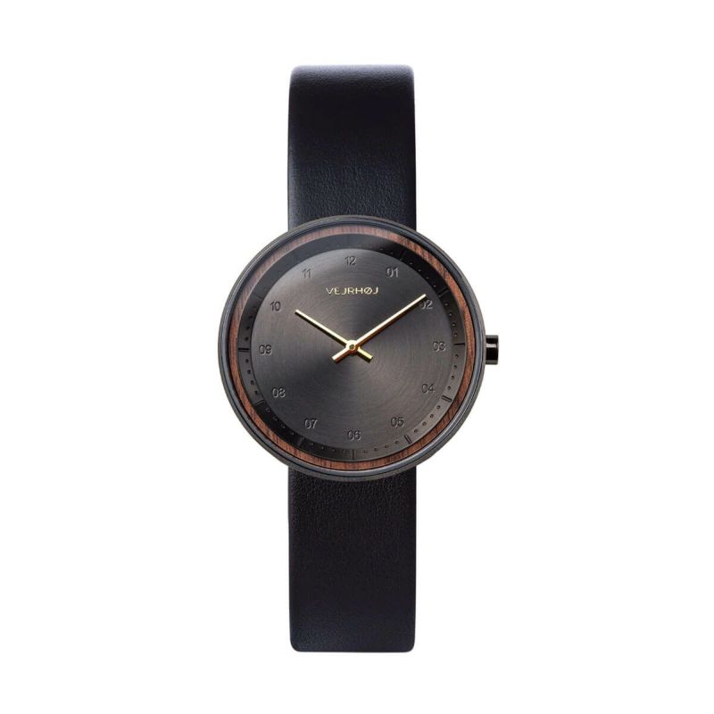 ヴェアホイ VEJRHOJ 腕時計 木製 メンズ レディース BLACK＆GOLD ブラック＆ゴールド 34mm/40mm 桜の木 サクラ レザーベルト メッシュベルト北欧の画像