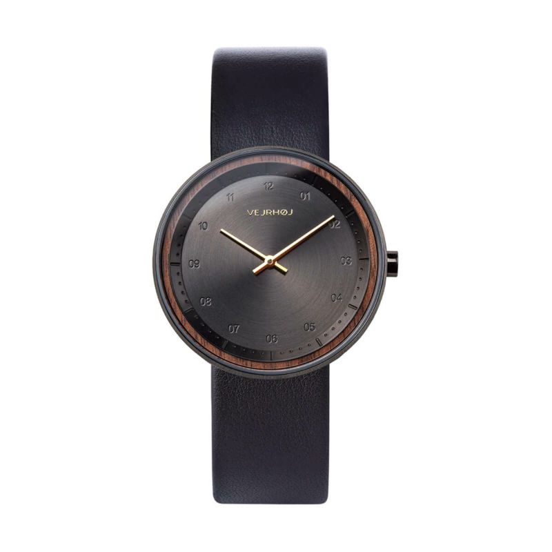 ヴェアホイ VEJRHOJ 腕時計 木製 メンズ レディース BLACK＆GOLD ブラック＆ゴールド 34mm/40mm 桜の木 サクラ レザーベルト メッシュベルト北欧の画像