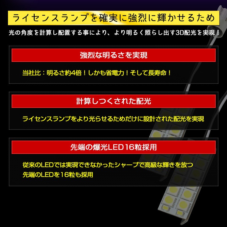 デリカD:5 専用 LED ライセンス ランプ H31.2〜クリーンディーゼル車のみ適合 16連 ナンバー灯 2個1セット 車検対応