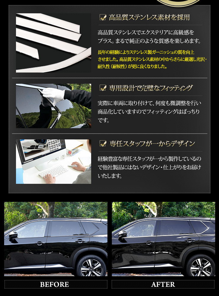 日産 T33 エクストレイル 専用 ウェザーモールガーニッシュ 6PCS X-TRAIL メッキ 送料無料 アクセサリー ドレスアップ  :y407-052:カー用品 カスタムパーツ ユアーズ - 通販 - Yahoo!ショッピング