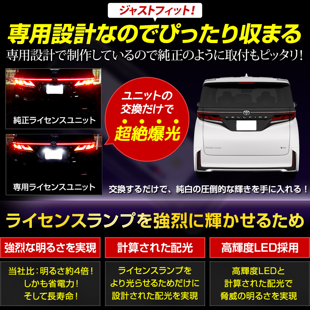 YOURS トヨタ ヴェルファイア40系 車種専用設計 LED ライセンスランプ