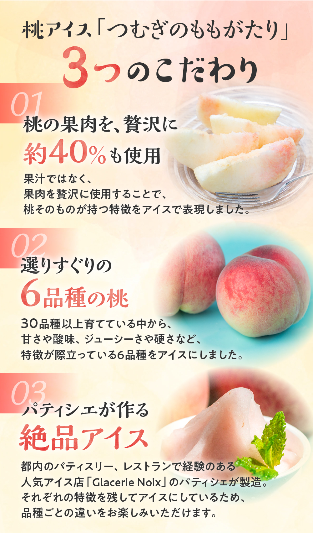 ギフト アイス つむぎのももがたり 6種セット 桃アイス モモ 白桃 黄桃 食べ比べ ジェラート フルーツアイス 岐阜 飛騨 高級 お土産 関連画像5