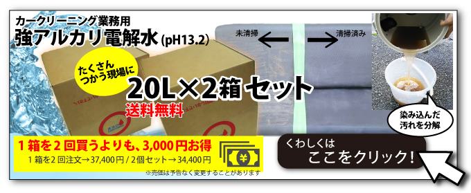 送料無料 ヒダカ 強アルカリ電解水 ｐH13.2 20L カークリーニング業務