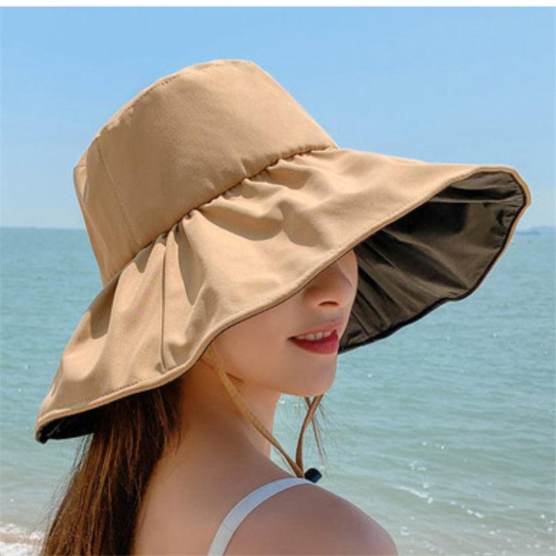 帽子 つば広帽子 レディース あご紐付き 大きいサイズ 紫外線対策 完全遮光 UVカット つば広 折...