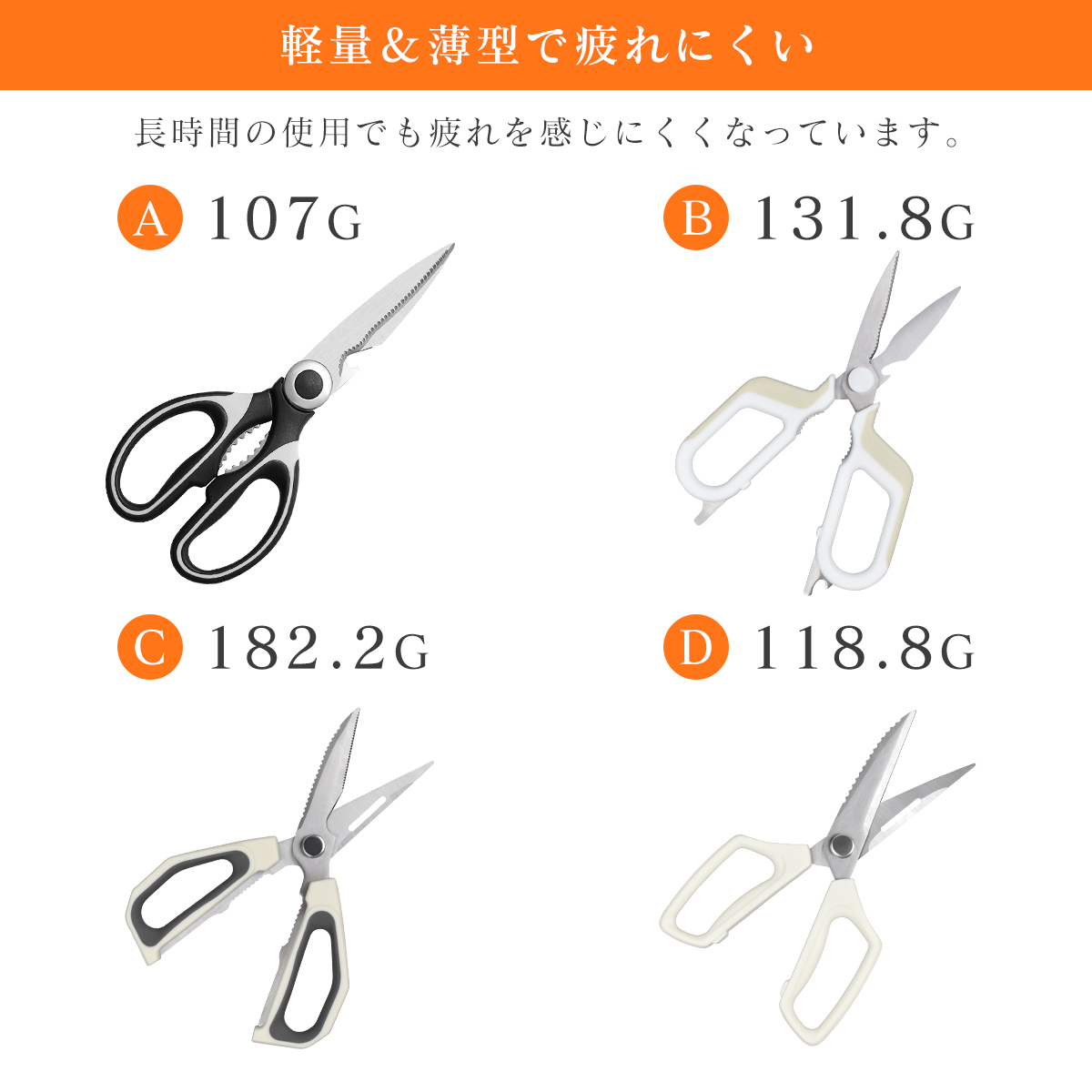 キッチンバサミ 4タイプ 分解可能 キッチンはさみ 料理ばさみ 野菜