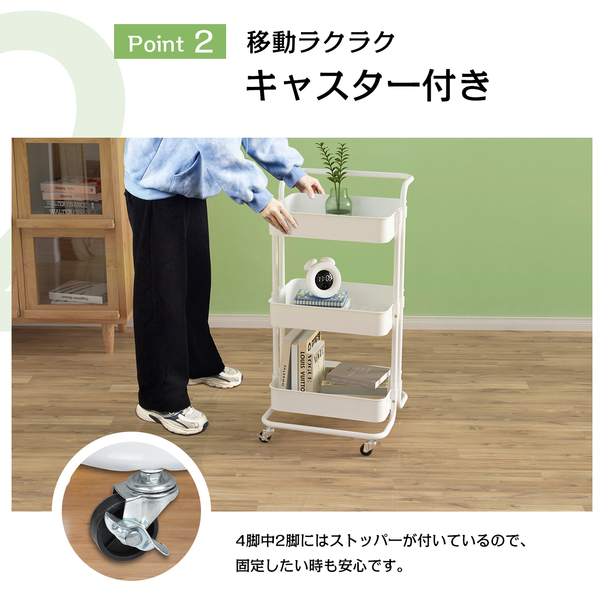 キッチンワゴン 三段 pp キャスター付き 大容量 組立簡単 収納ラック