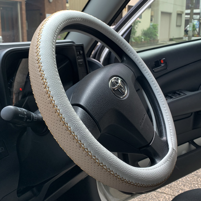 ハンドルカバー 軽自動車 おしゃれ sサイズ ステアリングカバー 編み込み かわいい 薄手 編み上げ 車 ステッチ 簡単取付 ミニバン O型 | ブランド登録なし | 02