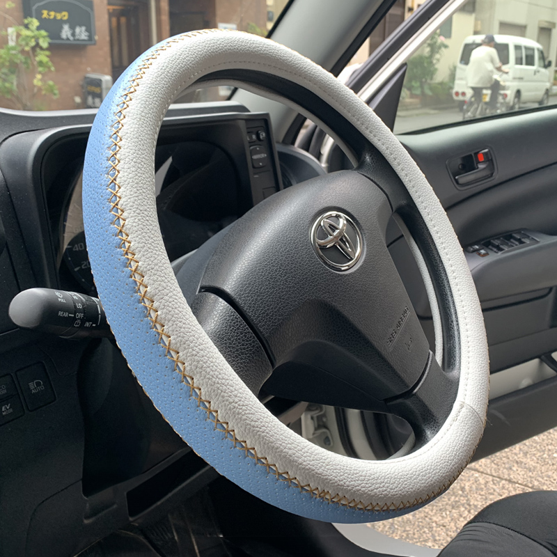 ハンドルカバー 軽自動車 おしゃれ sサイズ ステアリングカバー 編み込み かわいい 薄手 編み上げ 車 ステッチ 簡単取付 ミニバン O型 | ブランド登録なし | 04
