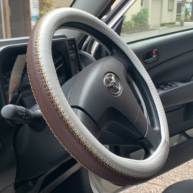ハンドルカバー 軽自動車 おしゃれ sサイズ ステアリングカバー 編み込み かわいい 薄手 編み上げ 車 ステッチ 簡単取付 ミニバン O型 | ブランド登録なし | 06
