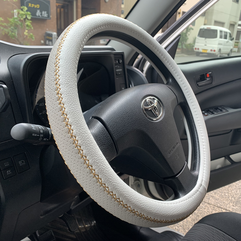 ハンドルカバー 軽自動車 おしゃれ sサイズ ステアリングカバー 編み込み かわいい 薄手 編み上げ 車 ステッチ 簡単取付 ミニバン O型 | ブランド登録なし | 01