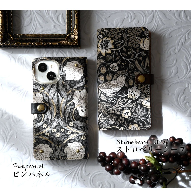 スマホケース 手帳型 iphone16 iphone 15 14 多機種対応 iphoneSE 第3世代 Xperia AQUOS Galaxy エボニースイート ピンパネル 栃木レザー 花柄 |  | 05