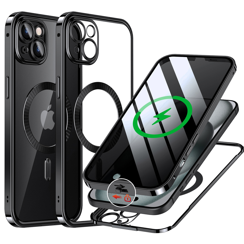 画面覗き見防止 上部バンパーロック Magsafe対応 一体型 iPhone15