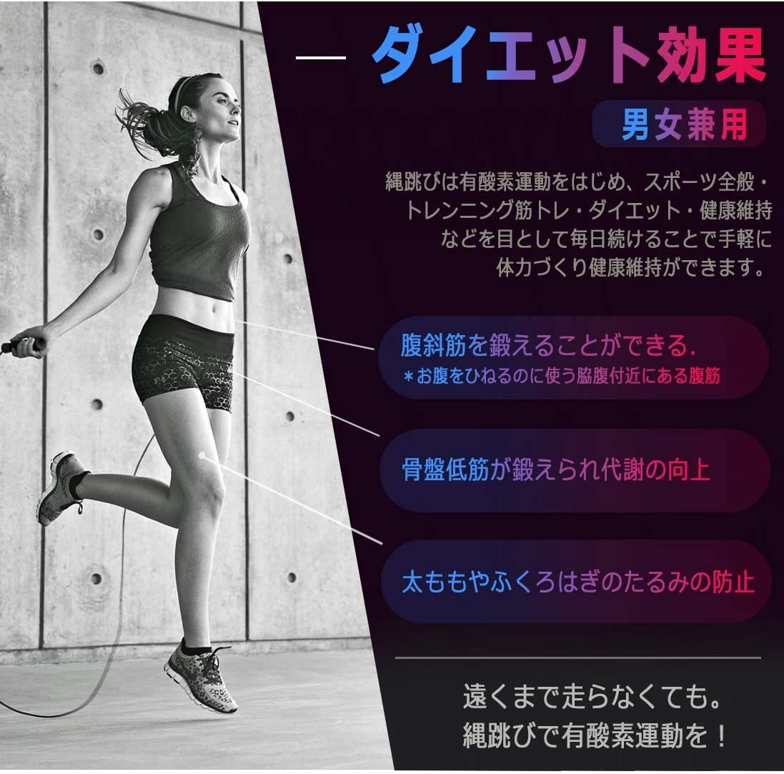 縄跳び 長さ調節可能　フィットネス ロープ トレーニング用 ダイエット 筋トレ