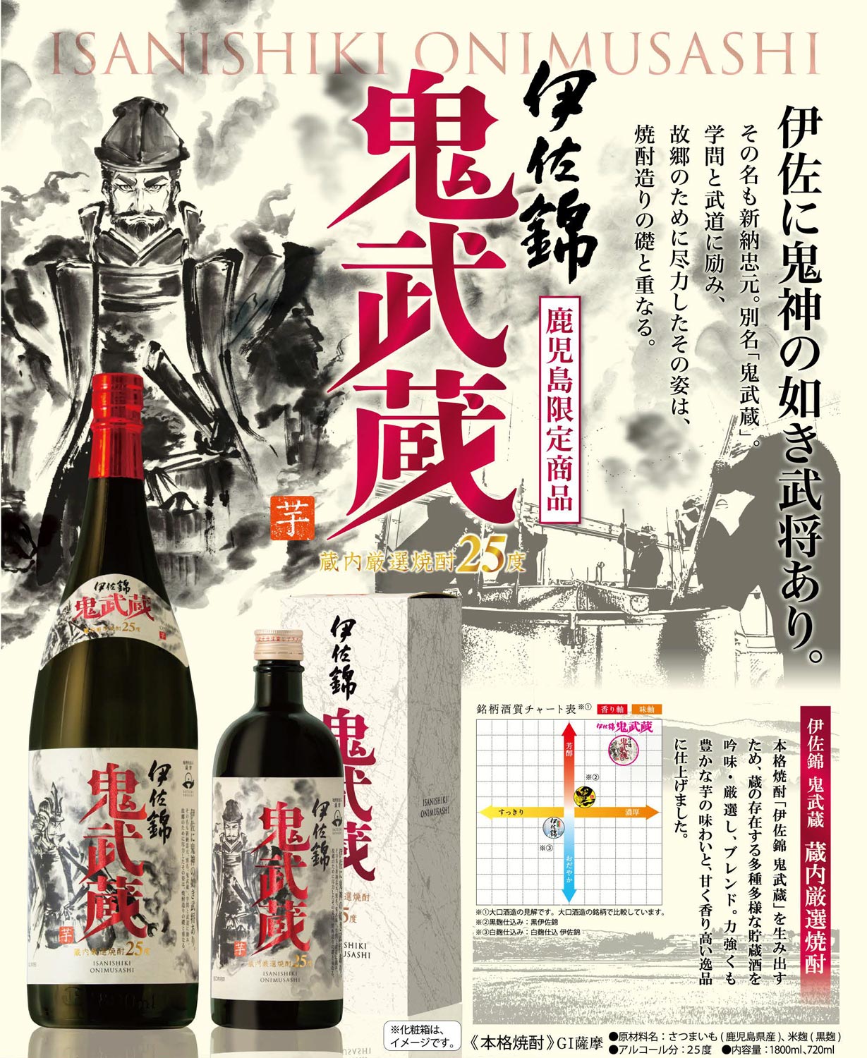 大口酒造 伊佐錦 鬼武蔵 《 鹿児島限定商品 》 25度 1800ml いさにしき