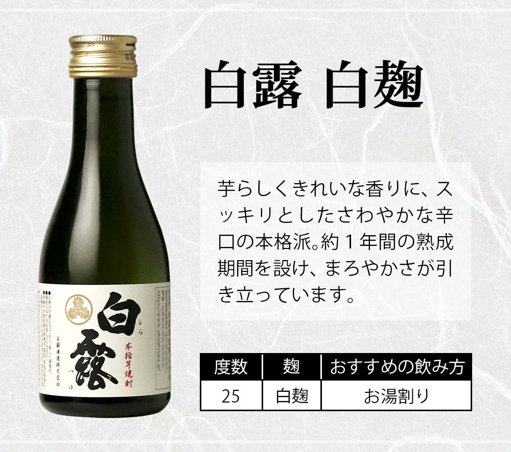 送料無料 ※一部地域送料500円 白露酒造 飲み比べ ミニボトル セット 180ml × 6銘柄 麻友子 岩いずみ 匠の華 芋焼酎 焼酎セット お酒  プレゼント ギフト