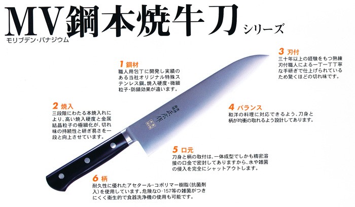 正広 モリブデン・バナジウム MV-本焼 三徳型 175mm 品番：14823 岐阜