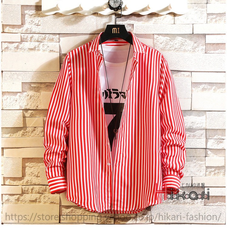 ストライプシャツ 春服 シャツ メンズ 長袖 カジュアルシャツ トップス スリム 長袖シャツ メンズファッション Hkr Hikari 通販 Yahoo ショッピング