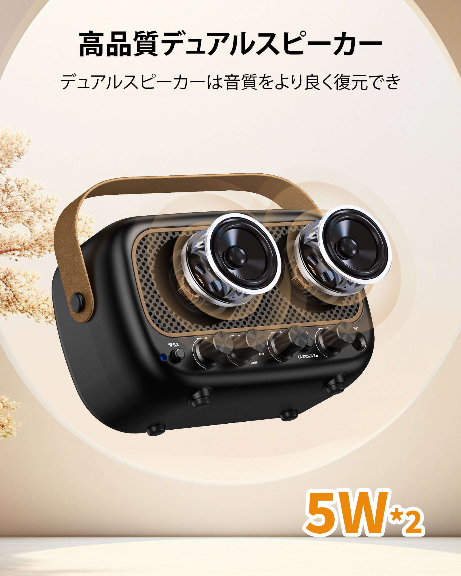 ミニギターアンプ 5W×2 ポータブルアンプ エレキギターアンプ