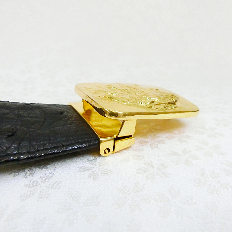 獅子吼 ライオン｜18金製バックル＆オーストリッチ製ベルト