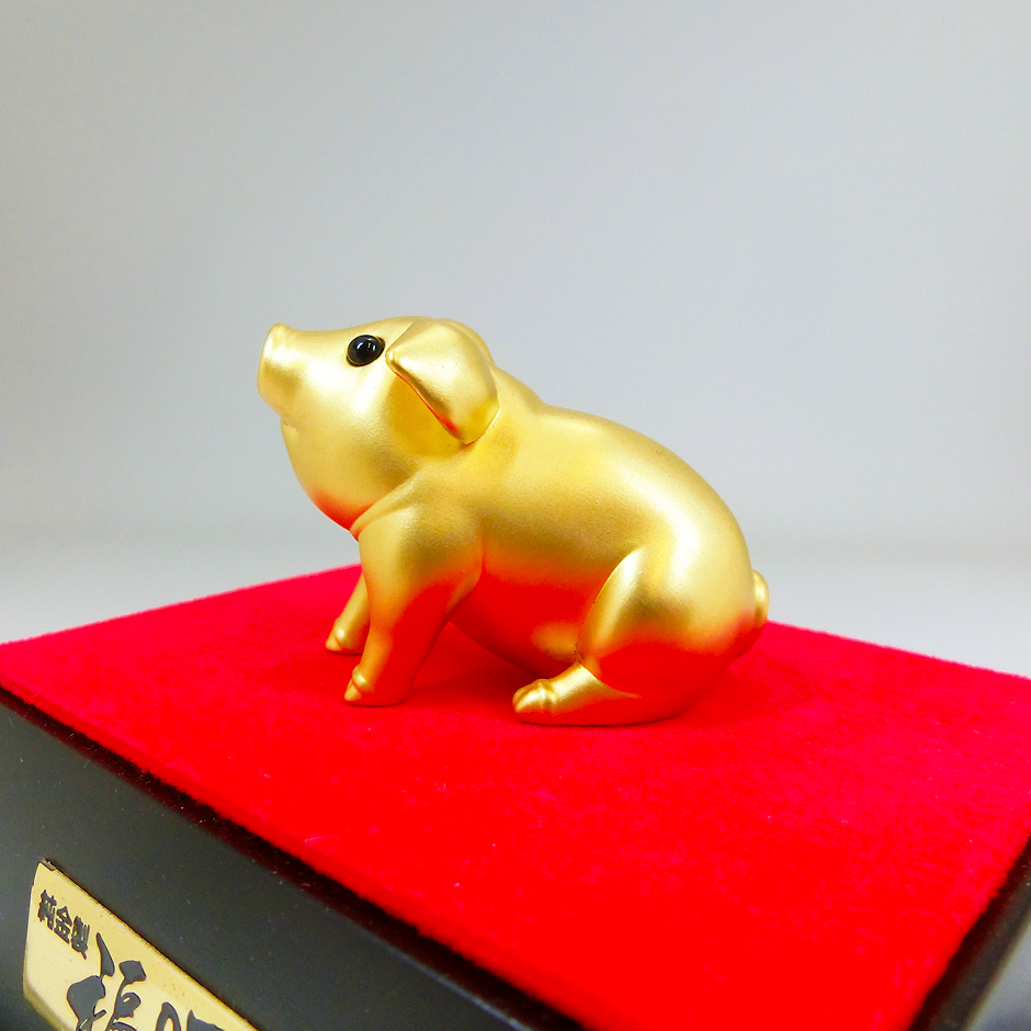 福ぶた Lサイズ｜純金製置物/ガラスケース 造幣局刻印品 : HIKARI
