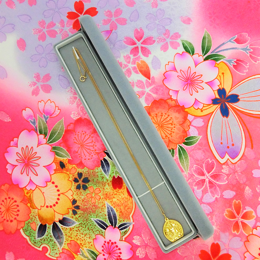 不動明王 梵字｜純金製ペンダント＆18金製チェーン 造幣局刻印品