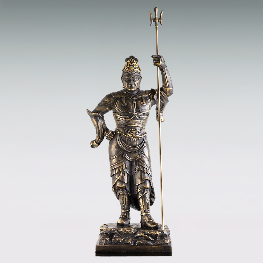 毘沙門天立像 高さ35cm｜長田晴鳳：原型制作｜ブロンズ製仏像・金彩
